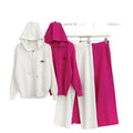 Women's casual activewear two-piece set: fall/winter letter embroidered zip-up hoodie knit sweater jacket & wide-leg pants