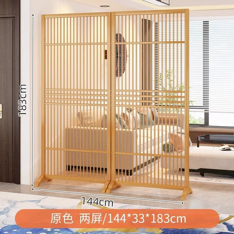 New chinoiserie screen partition living room for home blocking grids solid wood foldablemovable entrance hall office seat screen
