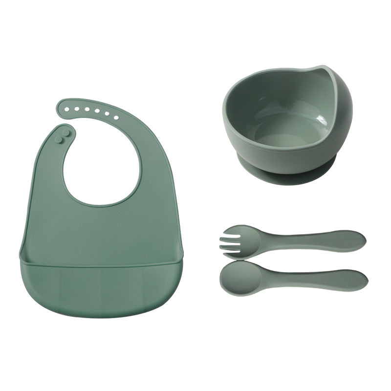 bestseller: silicone baby feeding set - spill-proof silicone bowl, spoon, and plate 3-piece set for kids