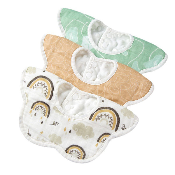 Baby petal bib, pure cotton baby saliva towel, pure cotton waterproof, autumn and winter thickened gauze, beanie velvet bib