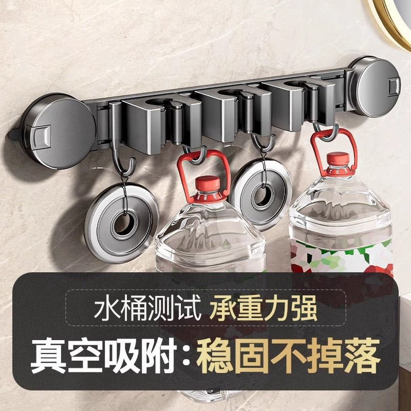 Toilet suction cup mop wall hanging clip bathroom non-punching artifact fixed hook buckle broom storage hanger