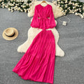 Gentle wind age-reducing suit women's springfrench strap waist round neck long sleevesshirt + high waistdraped skirt