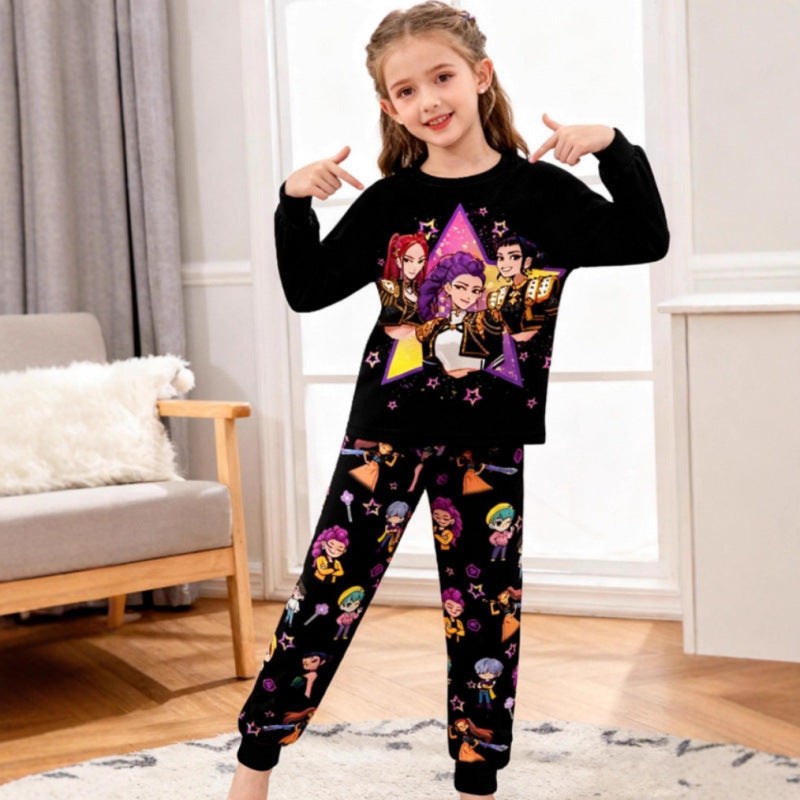 New girls' pants set - witcher squad style - kids' long sleeve and pants outfit for mid-to-large children