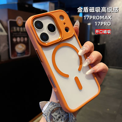 Suitable for apple iphone 15 gold shield magnetic transparent case for women, iphone 17 pro max
