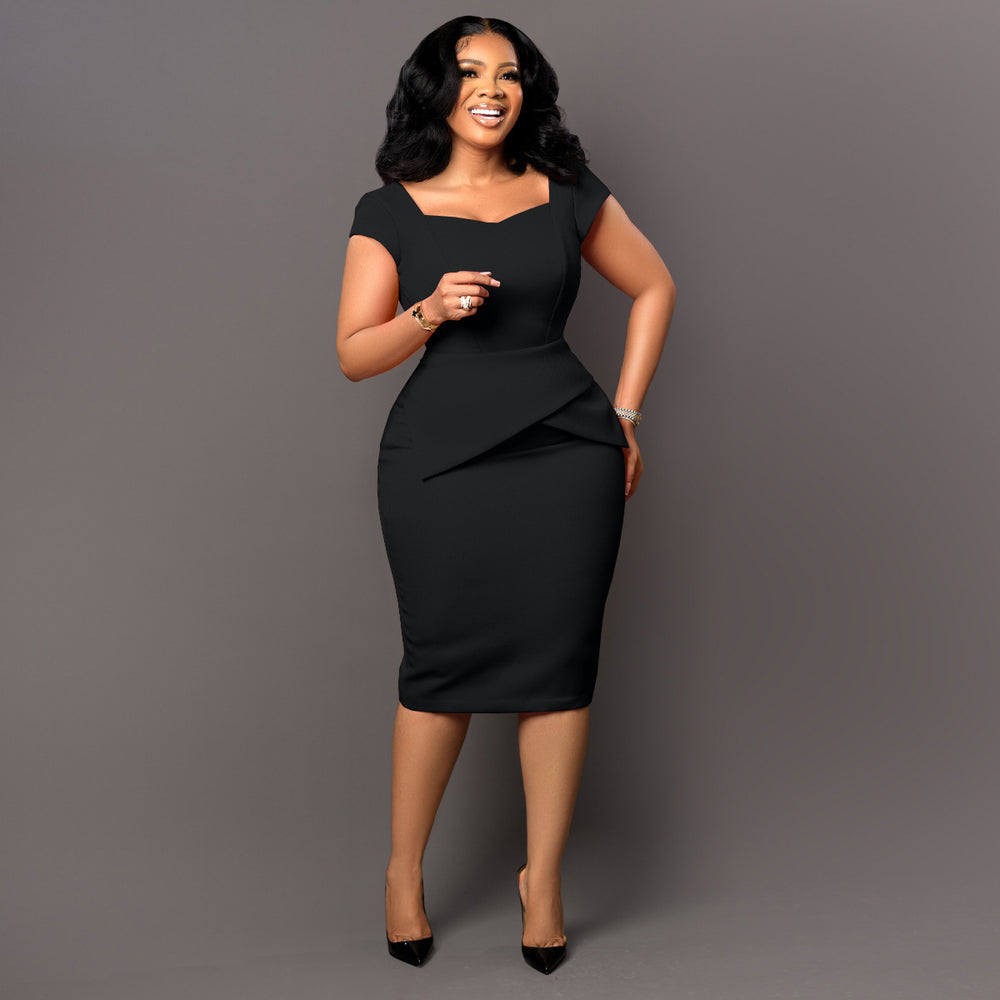 C8529  foreign trade women's clothing  new short-sleeve fashionable elegant bodycon pencil skirt african dress