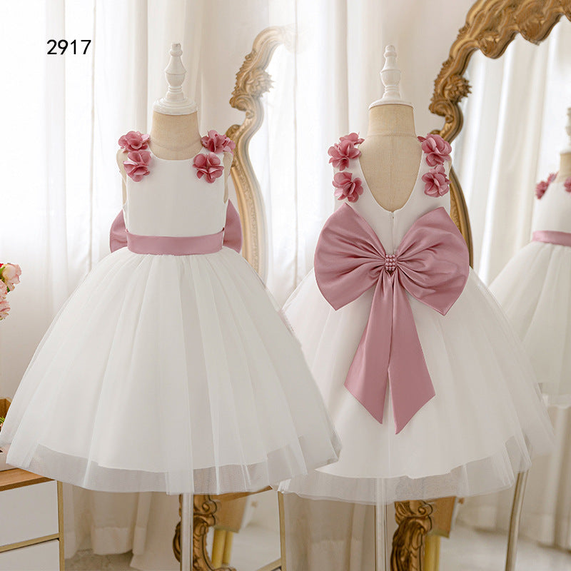 new arrivalgirl piano performance dress butterfly baby girl birthday one-year-old dress backless spot wholesale