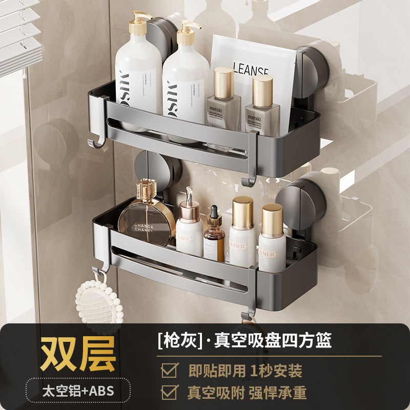 Thickened suction cup bathroom storage rack punch-free wall-mounted bathroom new arrival triangle basket corner storage rack