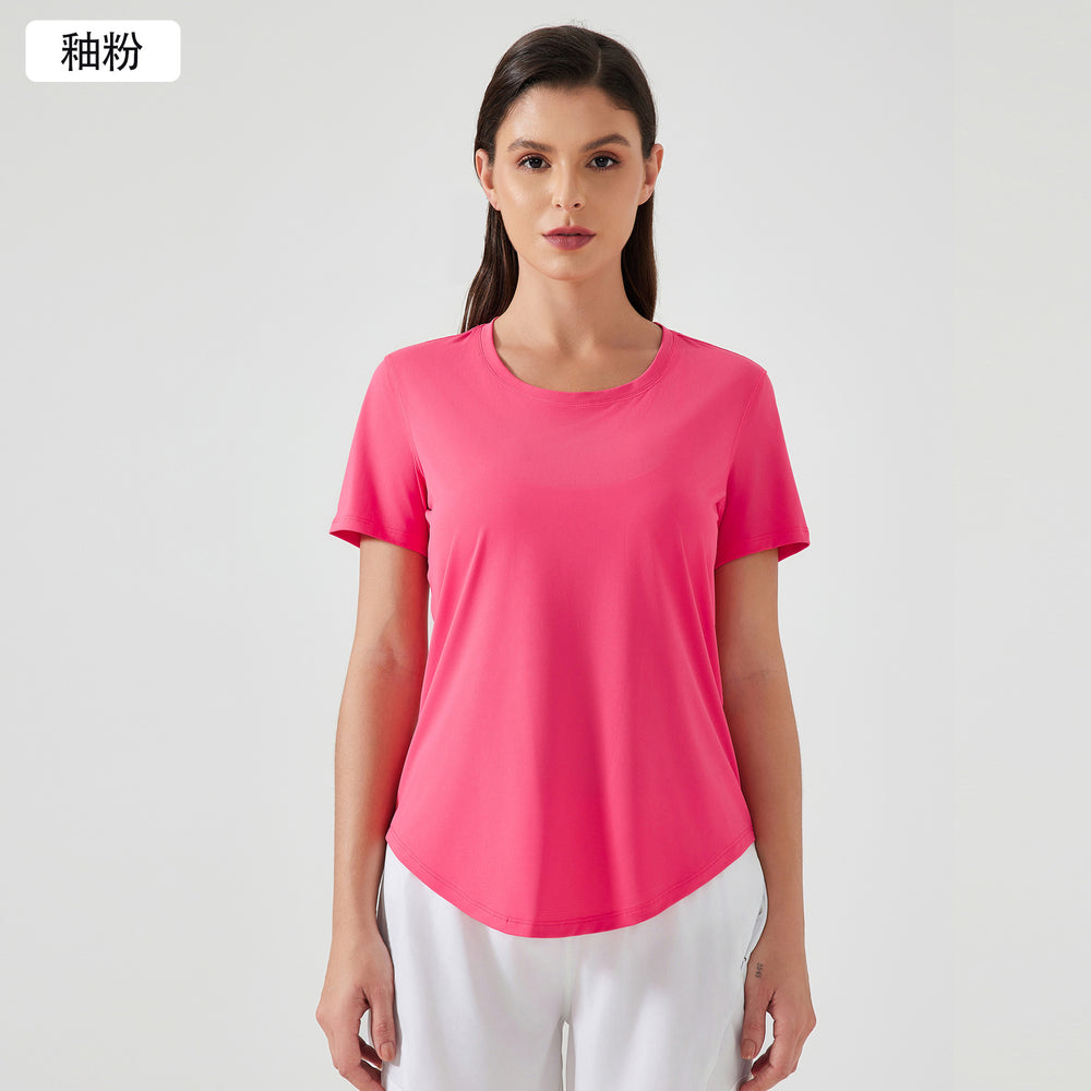 New lightweight, breathable, quick-dry, loose-fit activewear top - versatile, slimming, and figure-flattering short-sleeve yoga shirt d25017