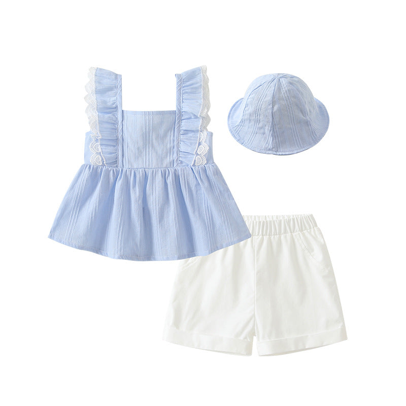 Children's summer  new arrivals: high-quality, stylish kids' outfit sets - three-piece sleeveless toddler sets wholesale