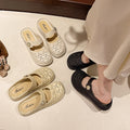 Fashion baotou women's slippers for daily wear at home and garden sandals populareasiest for matchpure colorcasualthick sole mid-heeled half support