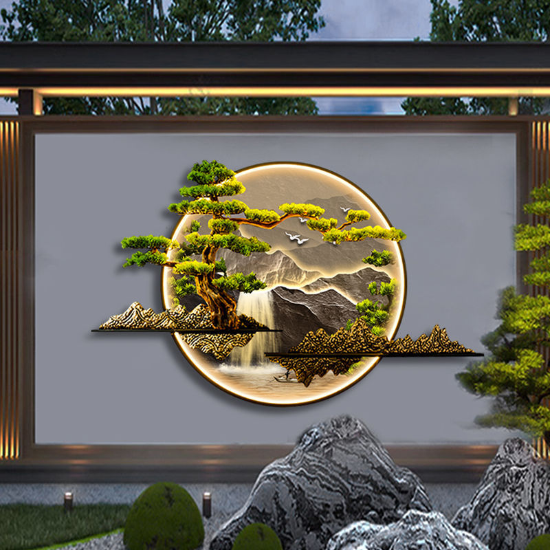 New chinoiserie outdoor waterproof wall lamp solar villa courtyard lamp outdoor wall background shadow wall landscape wall lamp