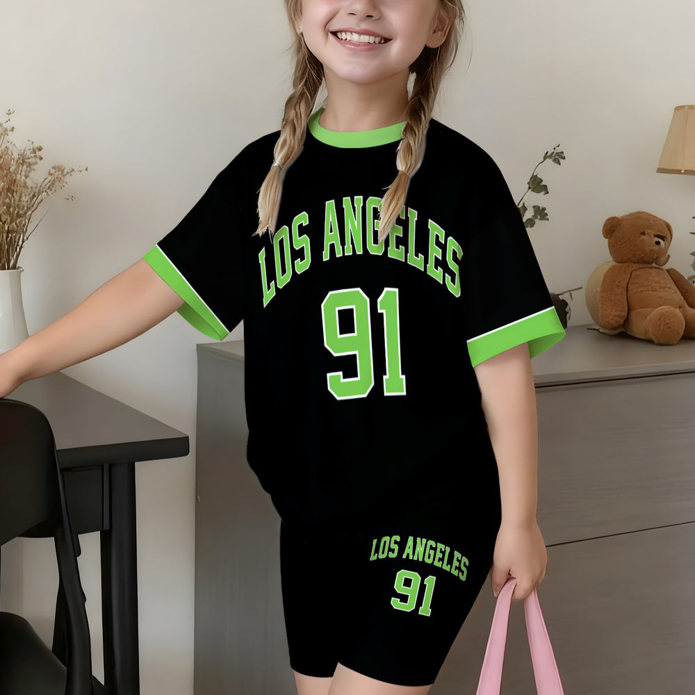 wholesale girls' short-sleeve and shorts sets, fashionable spring, summer, and autumn outfits for girls