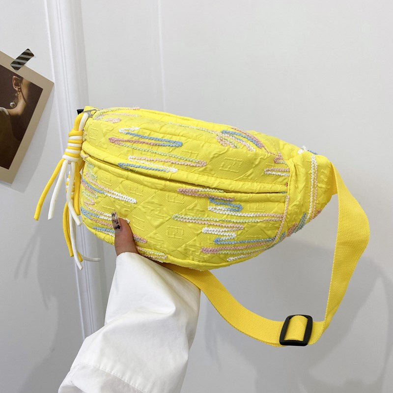 Cute and lightweight pleated breast bag Japanese ins small fresh student fanny pack female Mori girl niche messenger bag