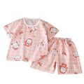 Summer children's cotton silk short-sleeve set: boys' loungewear, girls' cotton silk pajamas, baby air conditioning suit, wholesale children's clothing