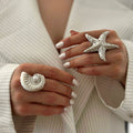 Gold-plated open ring wholesale european and american cross-border jewelry jewelry seaside conch starfish sense of design exaggerated ring for women