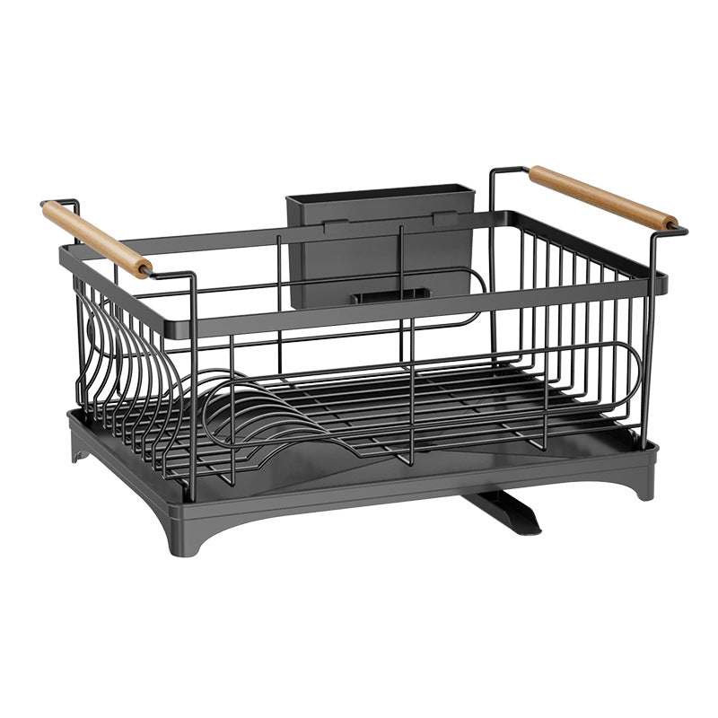 Stainless steel bowl rack, kitchen rack, countertop, household single-layer drain tray rack, large-capacity tableware and dish storage rack