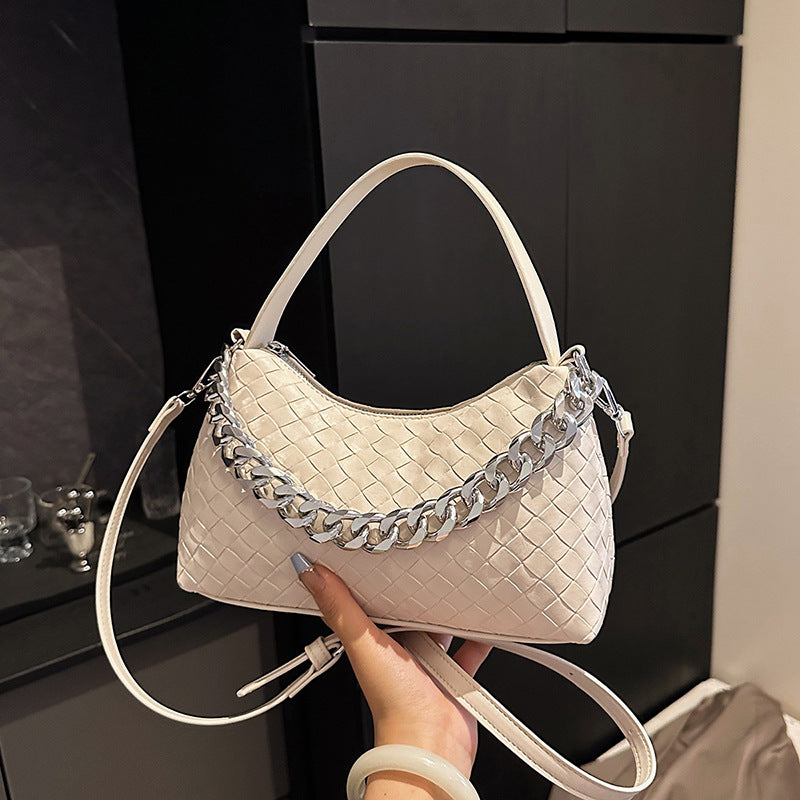 Foreign trade advanced sense foreign style small bag women's 2025 new woven chain hand bag versatile shoulder messenger bag