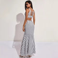 Wholesale foreign trade  summer european and american fashion v-neck striped versatile v-neck dress