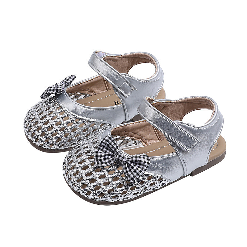 new girls' hollow-out sandals - kids' breathable velcro butterfly summer princess sandals