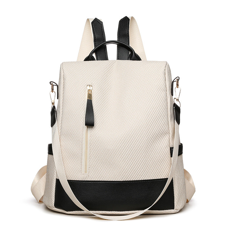 Soft leather backpack women's 2025 new trend woven bag fashionable and lightweight schoolbag simple and versatile travel back