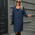 Fashion cross-border foreign trade women's clothing  independent station new washed denim long outwear windbreaker top cardigan trendy