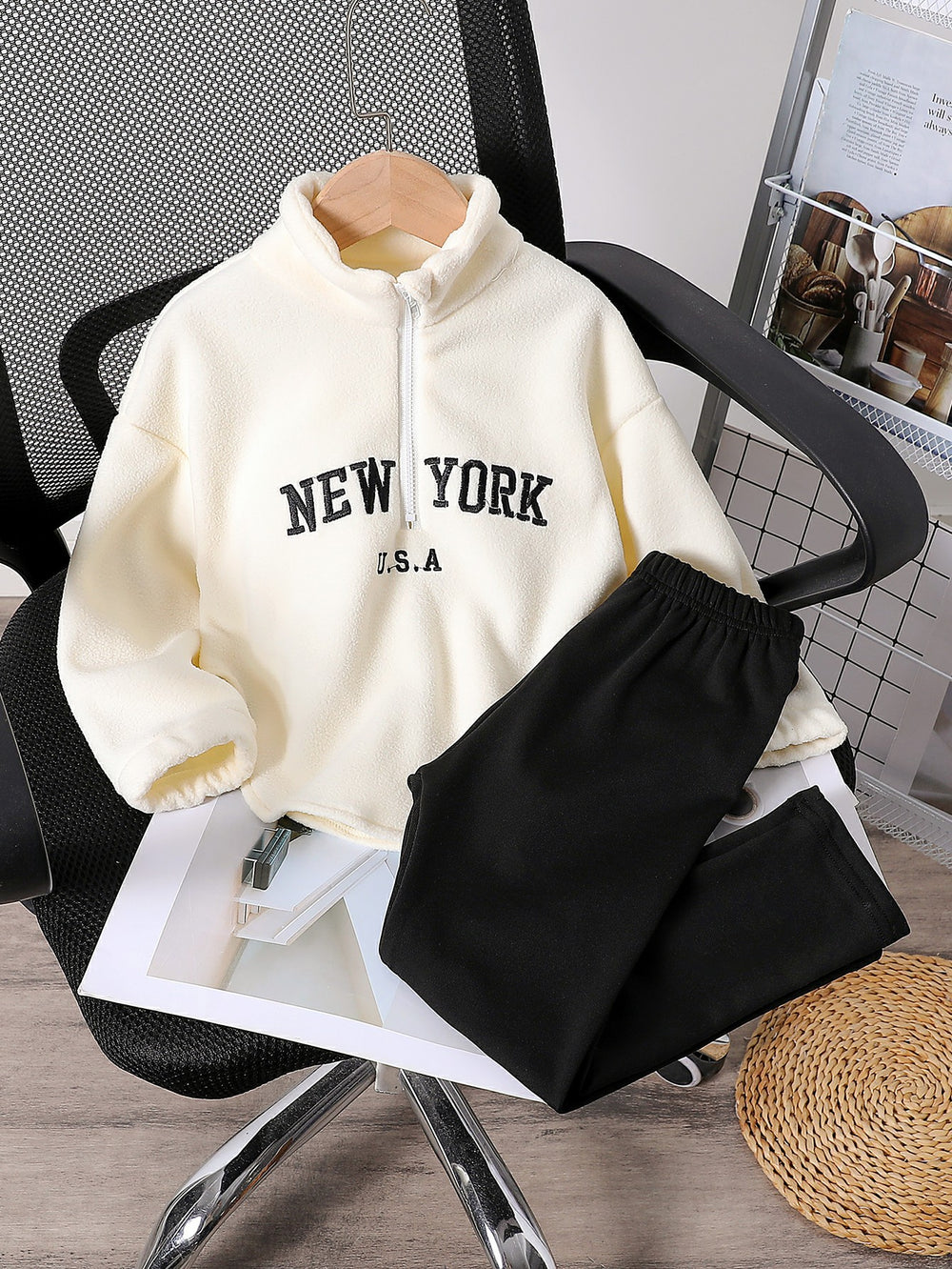 Thickenedheattech lamb wool outwear women's winterfleece-linedplus sizeloose fat mm medium long half-zip stand collar sweatshirt