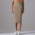 Naked high waist tight hip skirt sports skirt high elastic brushed medium long slit casual yoga women's skirt