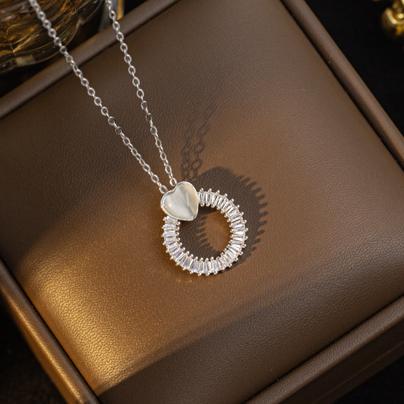 [titanium steel] european and american ring square zircon necklace women's earrings suit high-end gemstone light luxury cross-border clavicle chain jewelry
