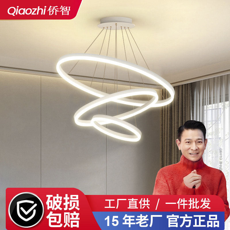 Living room chandelier modern simple lighting Internet celebrity light luxury Nordic lighting creative ring bedroom bar restaurant led