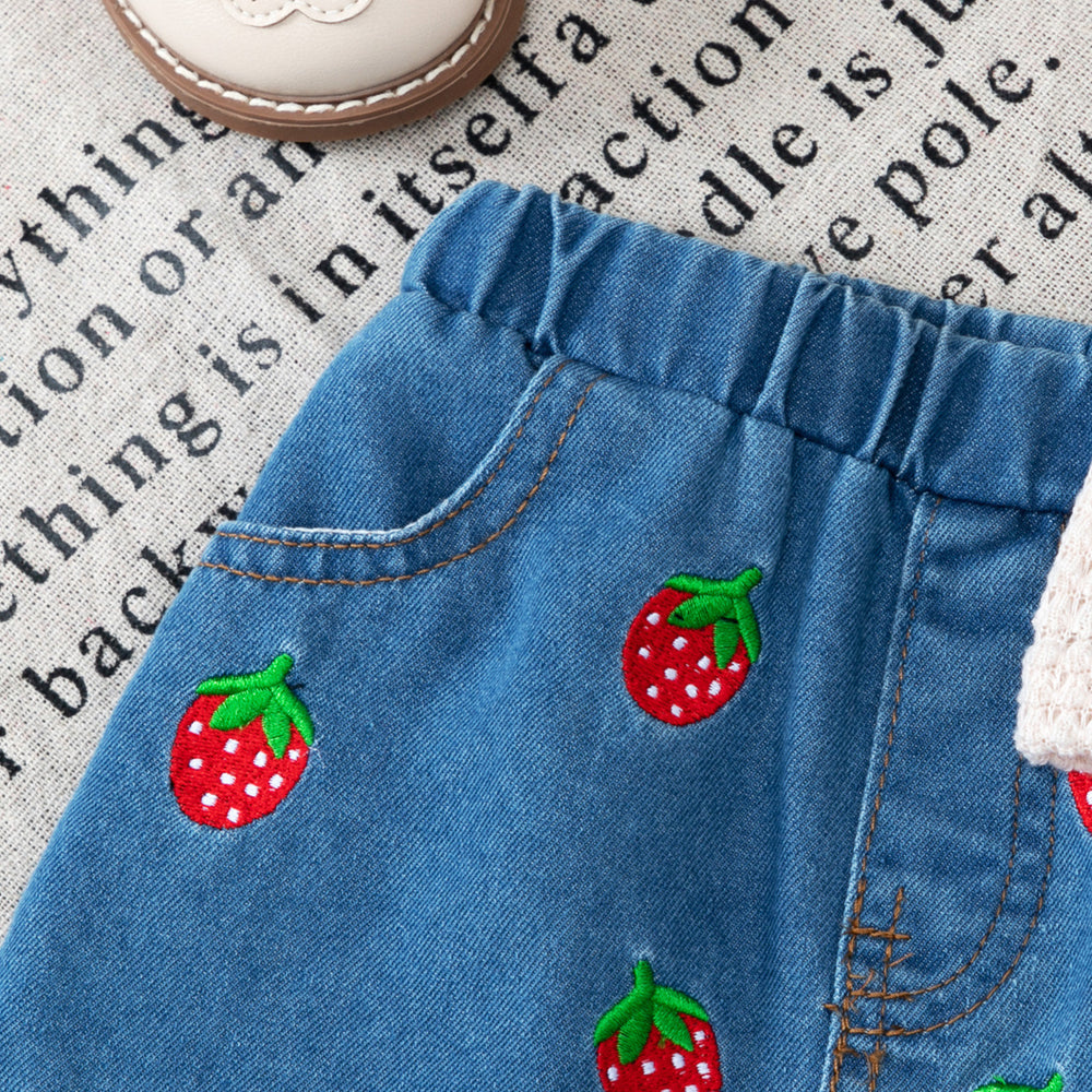new product girl fashion style lady pure colorcute strawberry short-sleeved knittingcardigan + skirt series suit