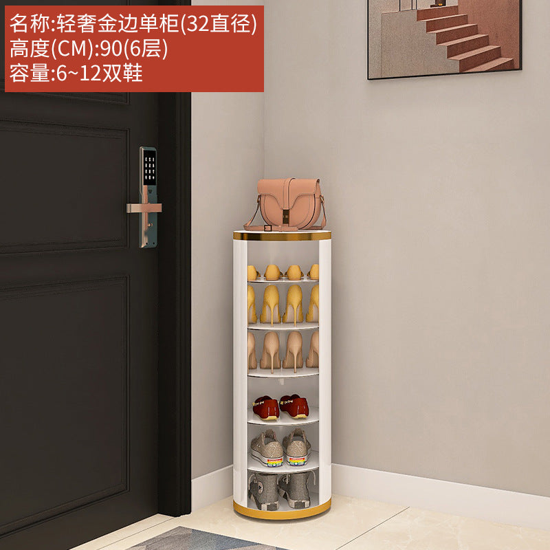 Rotating shoe cabinet household door 2025 new entry entrance entrance steel round multi-layer disinfection shoe rack