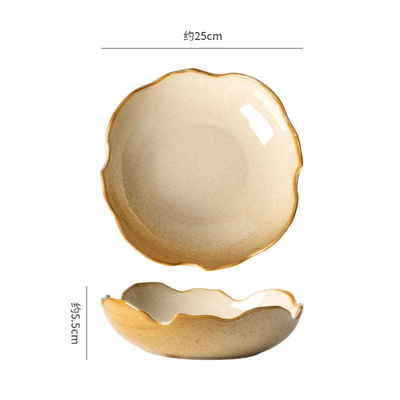 Japanese retro ceramic bowl for home stoneware stylish fruit salad dessert bowl good-looking kiln creative tableware