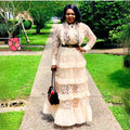 supply fashionlace shirt collar long sleeves fungus patchwork multi-layer cake long skirt matching brooch long skirt