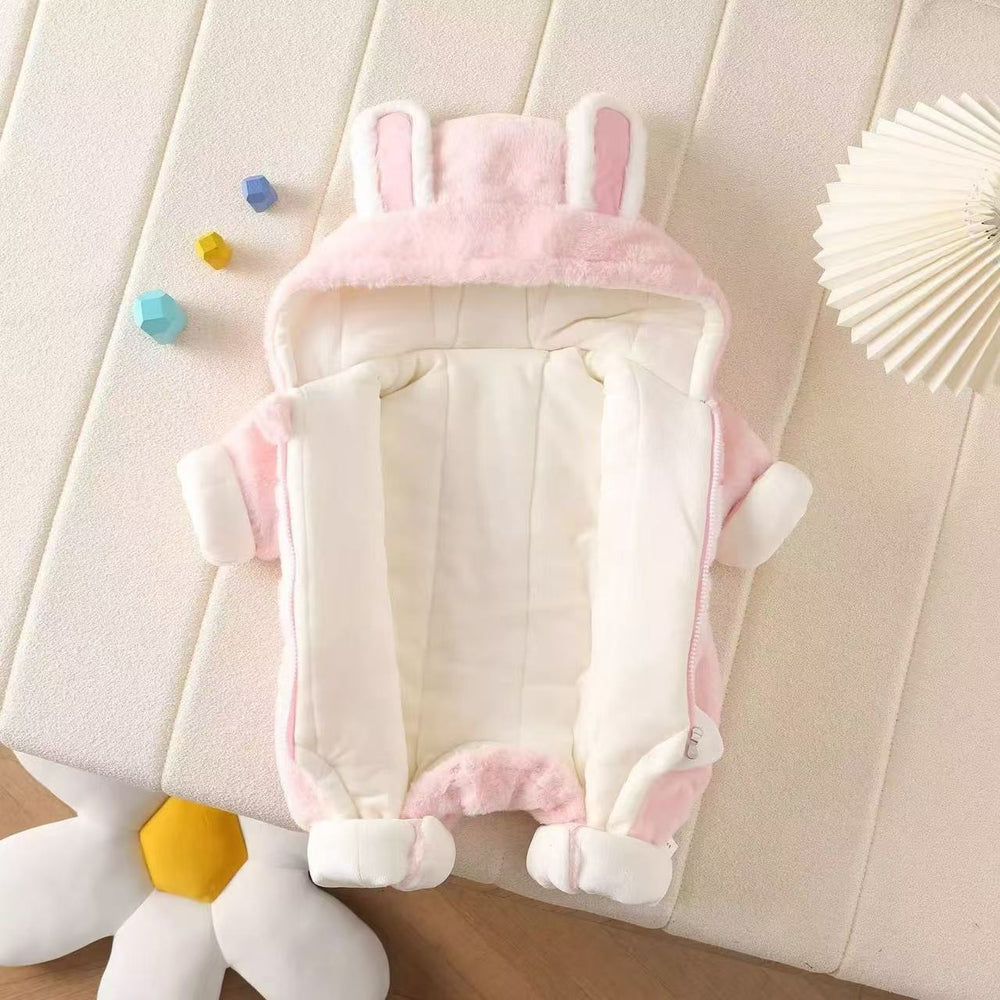 Baby girl's warm, cozy, and adorable winter romper – perfect for outings! this fleece-lined, extra-thick onesie is ideal for newborns and toddlers