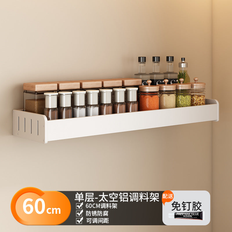 White Kitchen Shelf No Punching Wall Hanging Knife Holder Seasoning Household Multifunctional Cutting Board Wall Storage Rack