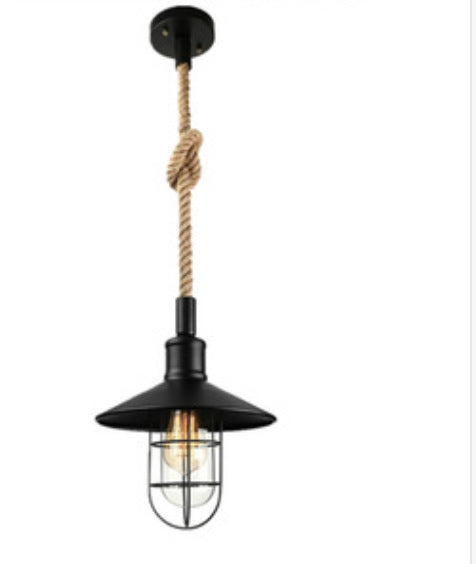 American retro industrial wind chandelier bar bar loft creative personality single head wrought iron lid small restaurant lamp