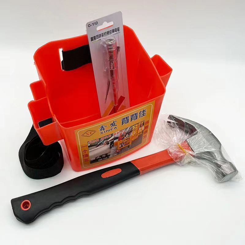 Nail box back good nail bucket fanny pack portable tool box double grid multi-function thickened construction site nail pocket plastic waist box