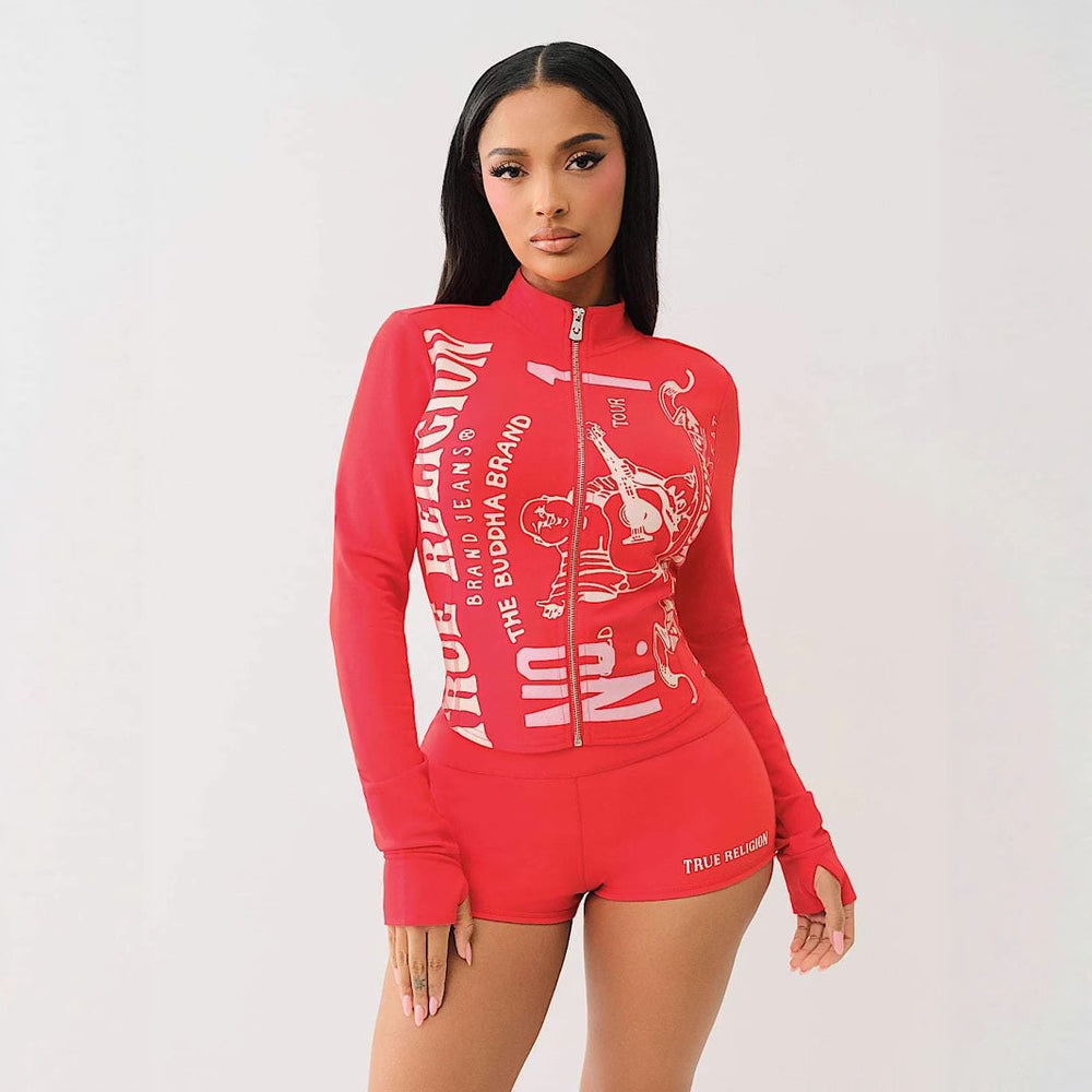 fashion casual european and american clothing cool girl dark style hot girl outfit slim-fit shorts long sleeve set