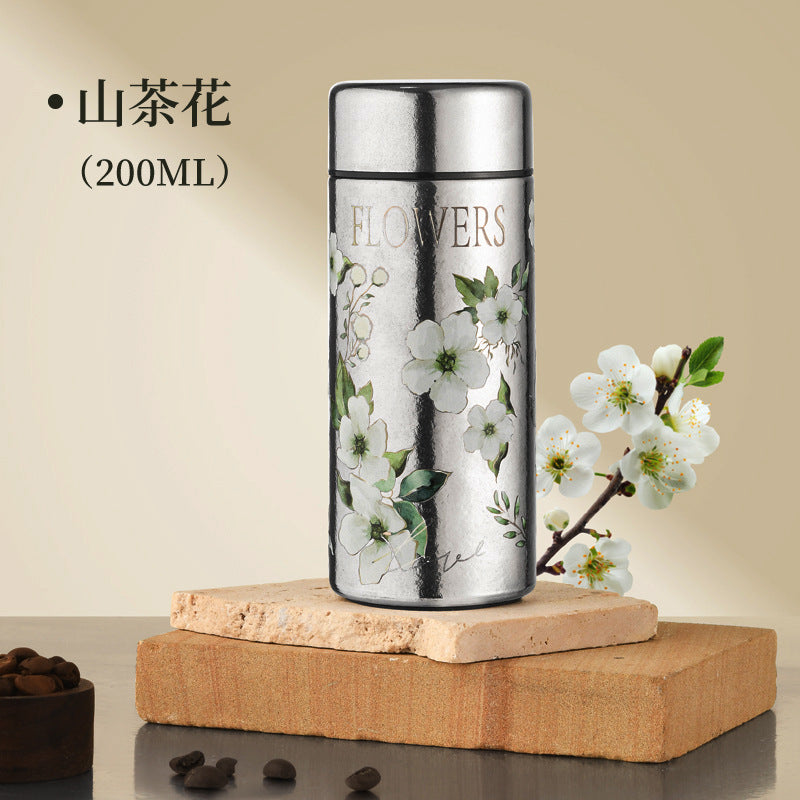 Pure titanium thermos cup for girls, high-looking portable flap pocket pants cup, mini water cup, for home tea cup, small capacity travel cup