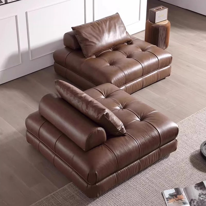 Italian normcore genuine leather sofa first layer cowhide modern casual tofu block laurence living room module square sofa
