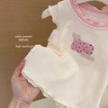 summer new girls' off-white tank top with pink gingham lace pants - trendy and cute lightweight set for babies