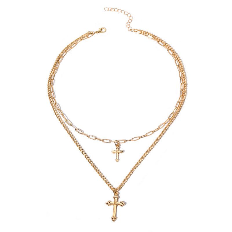 Wholesale alloy sweater chains - european & american style, statement & niche, light luxury jewelry for women - cross pendant necklaces, multi-layered choker chains