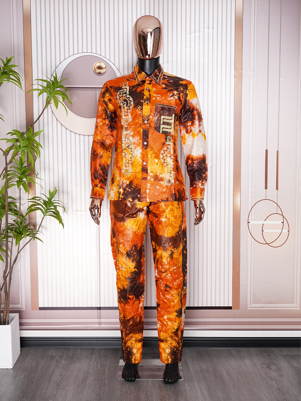 Hot-selling european and american export new arrivals: cross-border bestsellers - men's african fashion suit, digital print shirt and pants set