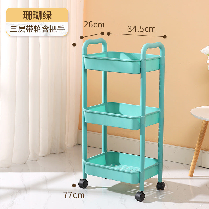 Kitchen storage rack organizer with wheels - multi-tier rolling cart for home use - mobile storage shelf