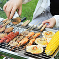 Portable bbq grill iron mesh stainless steel mesh bbq rack outdoor camping home charcoal grill folding stove