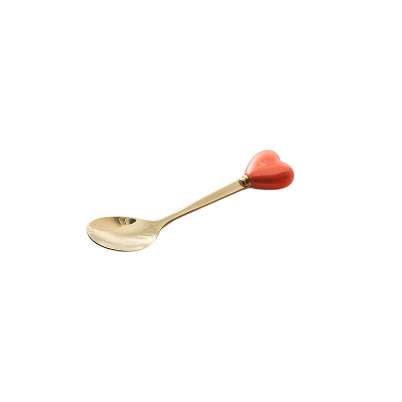 Luxury ceramic spoon stainless steel coffee spoon afternoon tea cake dessert spoon cross-border high-value small fork soup spoon