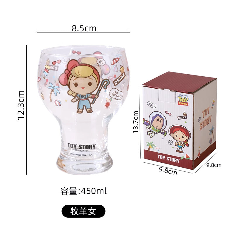 New cartoon glass beer cup high value soda lime glass cup couple household summer cold drink cup color box
