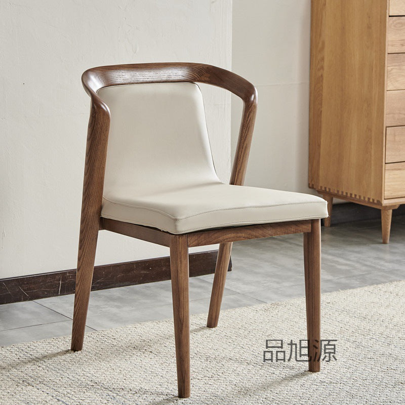 Chinese retro solid wood dining chair study office book chair high-end ash wood tea chair creative soft bag back chair