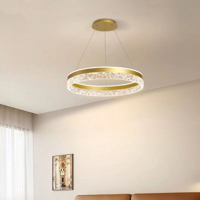 Modern nordic light luxury ring crystal chandelier - factory direct for living room, dining room, and bedroom