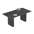 Italian-style black rock slab dining table set for small spaces - minimalist modern home furniture